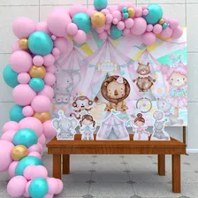Kit Decoração De Festa Infantil Circo Rosa Aquarela M Foto mini 1
