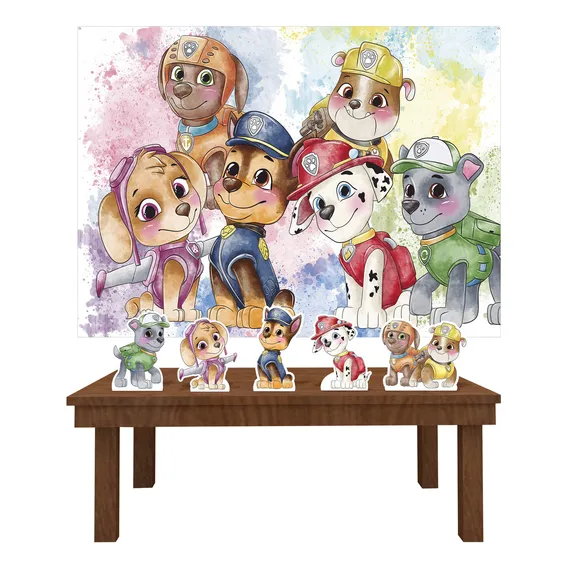 Kit Decoração De Festa Infantil Patrulha Canina Aquarela P Foto 1