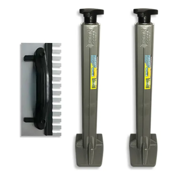 Kit Desempenadeira Dentada Regulável 27cm + 2 Suportes Régua Foto 1