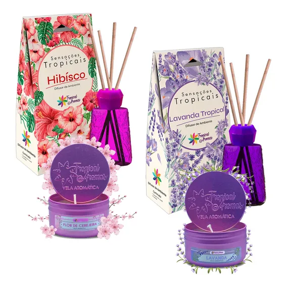 Kit Difusor E Vela Aromática Ambiente Perfumado E Relaxante Foto 1