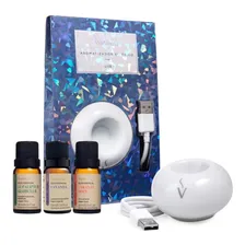 Kit Difusor Usb E Óleo Essencial Eucalipto Lavanda E Laranja Cor Branco Foto mini 1