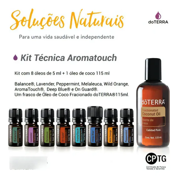 Kit Doterra Aromatouch Com 8 Óleos Essenciais 1 Óleo De Coco Foto 1
