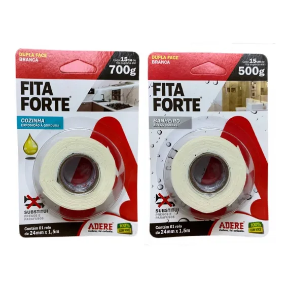 Kit Dupla Face Fita Forte 24mmx1,5m 15kg Cozinha E Banheiro Foto 1