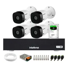 Kit Dvr 1004 Intelbras 4 Câmeras Infra 20mts Vhl 1120 2 Tera Foto  mini 1