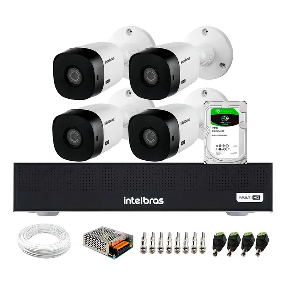 Kit Dvr 1004 Intelbras 4 Câmeras Infra 20mts Vhl 1120 2 Tera Foto 1