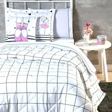 Kit Edredom Solteiro De Menina Infantil Bailarina 4 Pçs Foto mini  3