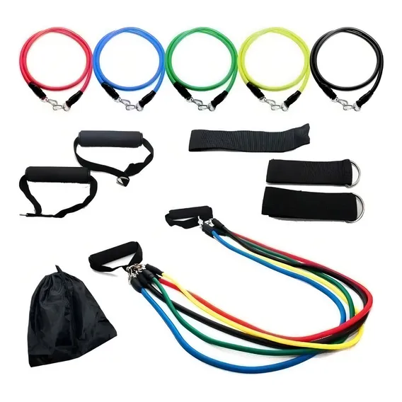 Kit Elástico 11 Peças Tubing Treino ExercĂcio Extensor Foto 1