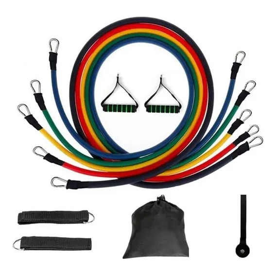 Kit Elástico Extensor 11 Peças ExercĂcio Funcional Tubing Foto 1