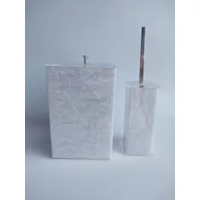 Kit Em Acrílico Para Banheiro - 8 Peças Quadrado Cor Branco/perola Foto mini  3