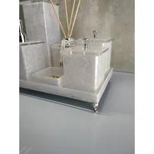 Kit Em Acrílico Para Banheiro - 8 Peças Quadrado Cor Branco/perola Foto mini 4