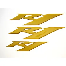 Kit Emblemas Adesivos Resinado Yamaha R1 Dourado Foto mini 1