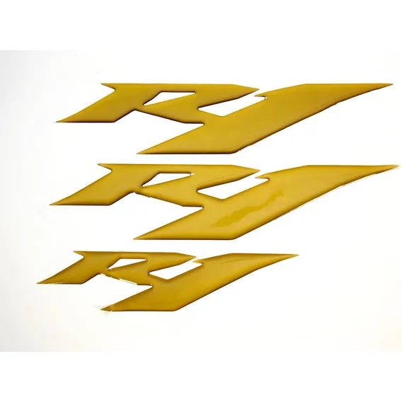 Kit Emblemas Adesivos Resinado Yamaha R1 Dourado Foto 1