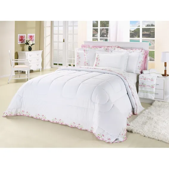 Kit Emozione Bordado Casal Queen Edredom + 4 Peça 200 Fios Foto 1