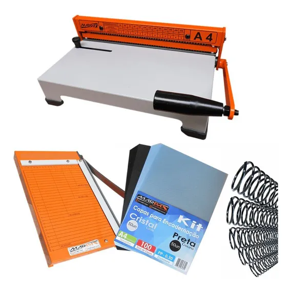 Kit Encadernadora Espiral A4-x, Capas, Espirais E Guilhotina Foto 1