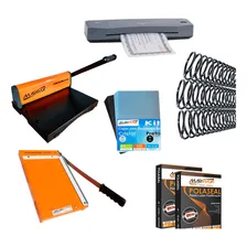 Kit Encadernadora, Guilhotina, Plastificadora, Insumos 110v Foto mini 1