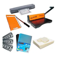 Kit Encadernadora, Guilhotina, Plastificadora, Insumos 220v Foto mini 1