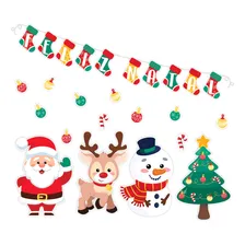 Kit Enfeite Painel Feliz Natal Papai Noel Meia - 25 Unid Foto mini 1