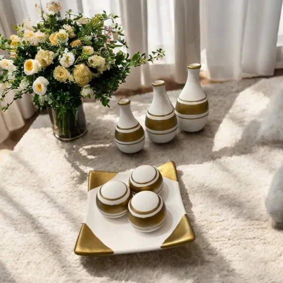 Kit Enfeite Trio De Vasos Decorativos Vasos Para Decoração de Sala Mesa Cores Foto 1