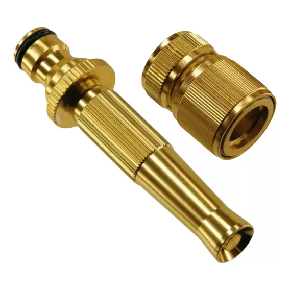 Kit Engate Rápido 1/2'' + Esguicho Metal Aluminio Dourado Foto 1