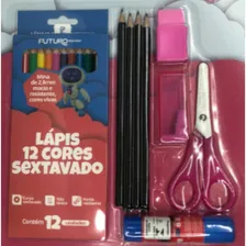 Kit Escolar 12 Cores 20 Unidades Corações Futuro Escolar Foto mini 2