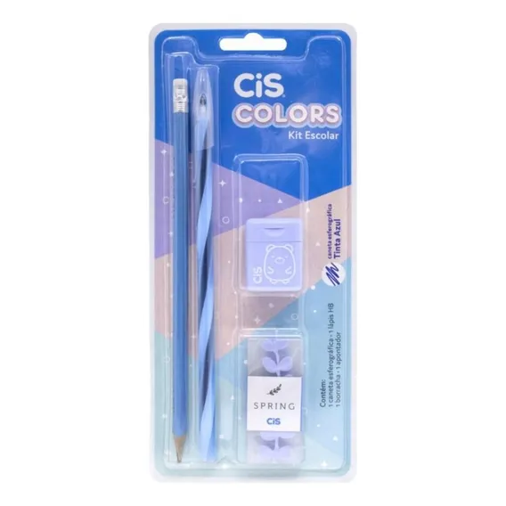 Kit Escolar Colors Azul - Cis Foto 1