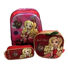 Kit Escolar Ever After High Estampa Boneca Apple White - Sestini : Mochila G Costas + Lancheira Térmica + Estojo Duplo Foto mini 1