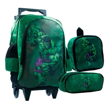 Kit Escolar Infantil Hulk Mochila + Lancheira + Estojo Foto mini 1