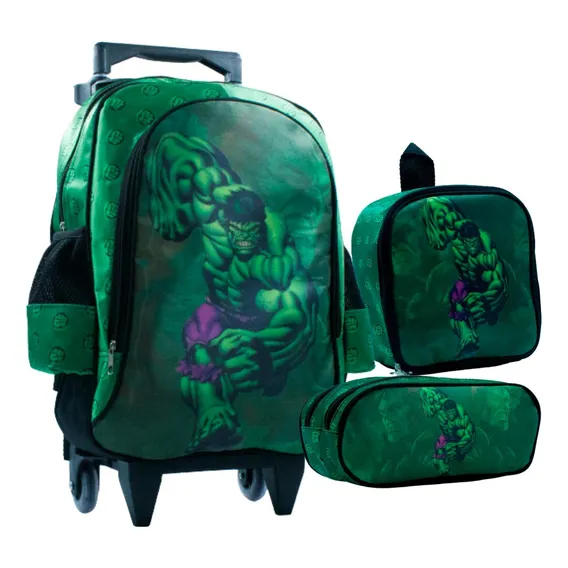 Kit Escolar Infantil Hulk Mochila + Lancheira + Estojo Foto 1