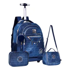 Kit Escolar Rebecca Bonbon Mochila Lancheira Estojo Jeans Foto  mini 1