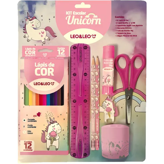 Kit Escolar Unicórnio Kit Com 8 Peças Foto 1