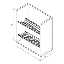 Kit Escorredor Louças Aço Inox Tn 600mm 20 Pratos Cor Cinza Foto mini 2