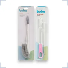 Kit Escova Mamadeira Bico E Canudo Buba Limpeza Prática Cor Cinza - Rosa Foto mini 1
