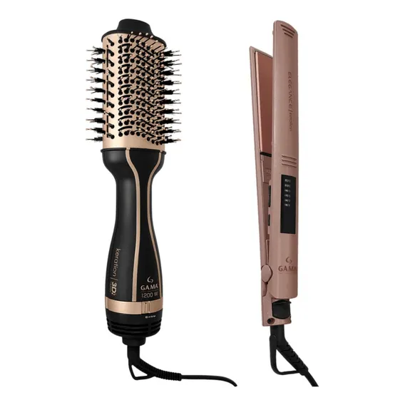 Kit Escova Stylish E Prancha Elegance Led Keration Bivolt Foto 1