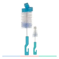 Kit Escovas Mamadeira Bico Cerdas Macias Com Esponja Buba Cor Azul Foto mini  3