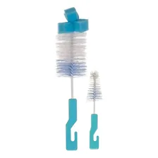 Kit Escovas Mamadeira Bico Cerdas Macias Com Esponja Buba Cor Azul Foto  mini 1