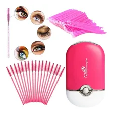 Kit Escovinhas + Microbrush + Mini Ventilador Para Cílios Cor Rosa Foto  mini 1