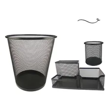 Kit Escrit贸rio Organizador Mesa Lixeira Porta Caneta L谩pis Foto mini 2