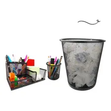 Kit Escrit贸rio Organizador Mesa Lixeira Porta Caneta L谩pis Foto mini 1