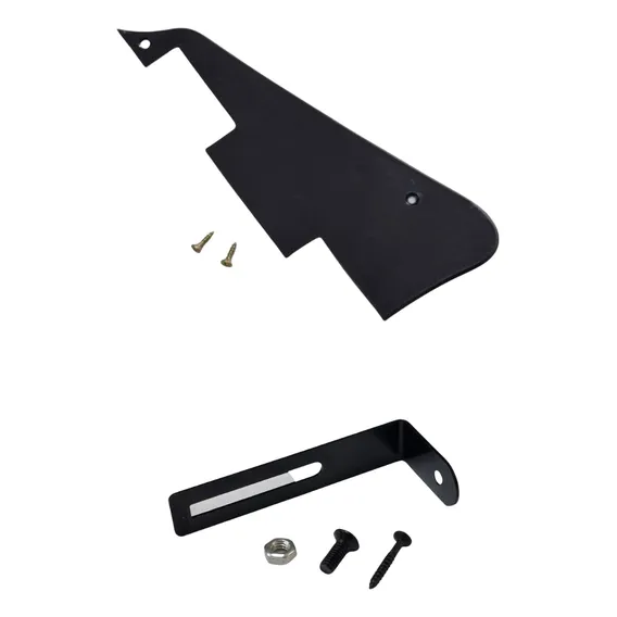 Kit Escudo Guitarra Les Paul Preto Parafusos + Suporte Preto Foto 1