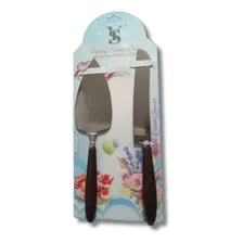 Kit Espátula E Faca Para Bolo Ys Cor Marrom-escuro Foto  mini 1