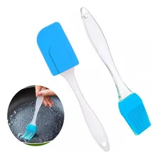 Kit Espatula E Pincel Silicone Culinário Cabo Acrílico Bolo Foto mini 1