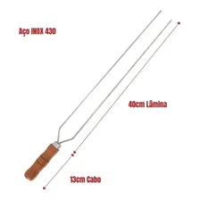 Kit Espetos 40cm De Inox Com Cabo Madeira - Duplo E Espada Foto mini 2