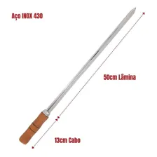 Kit Espetos 40cm De Inox Com Cabo Madeira - Duplo E Espada Foto mini 3
