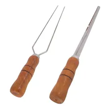 Kit Espetos 40cm De Inox Com Cabo Madeira - Duplo E Espada Foto mini 4