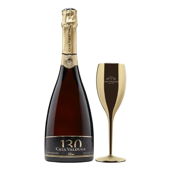Kit Espumante 130 Casa Valduga Brut 750 Com Taça DouradaCasa Valduga 130 2023 adega Casa Valduga brut 750 Foto 1