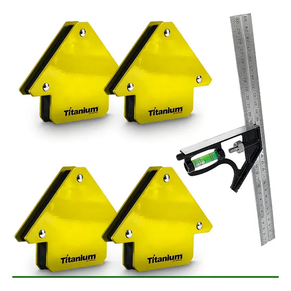 Kit Esquadro Magnético Até 12kg + Esquadro Combinado Foto 1