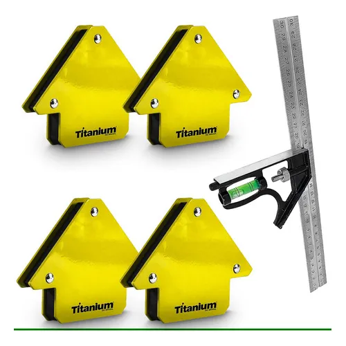 Kit Esquadro Magnético Até 12kg + Esquadro Combinado Foto 1