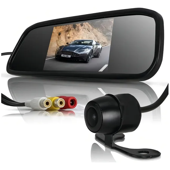 Kit Estacionamento Espelho Retrovisor Lcd Câmera Ré Noturna Foto 1