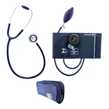 Kit Esteto Aparelho De Pressão Esfigmomanômetro Adulto Bic Cor Azul Foto mini 1