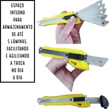 Kit Estilete Profissional Resistente Largo Brw + 10 Lâminas Foto mini  3